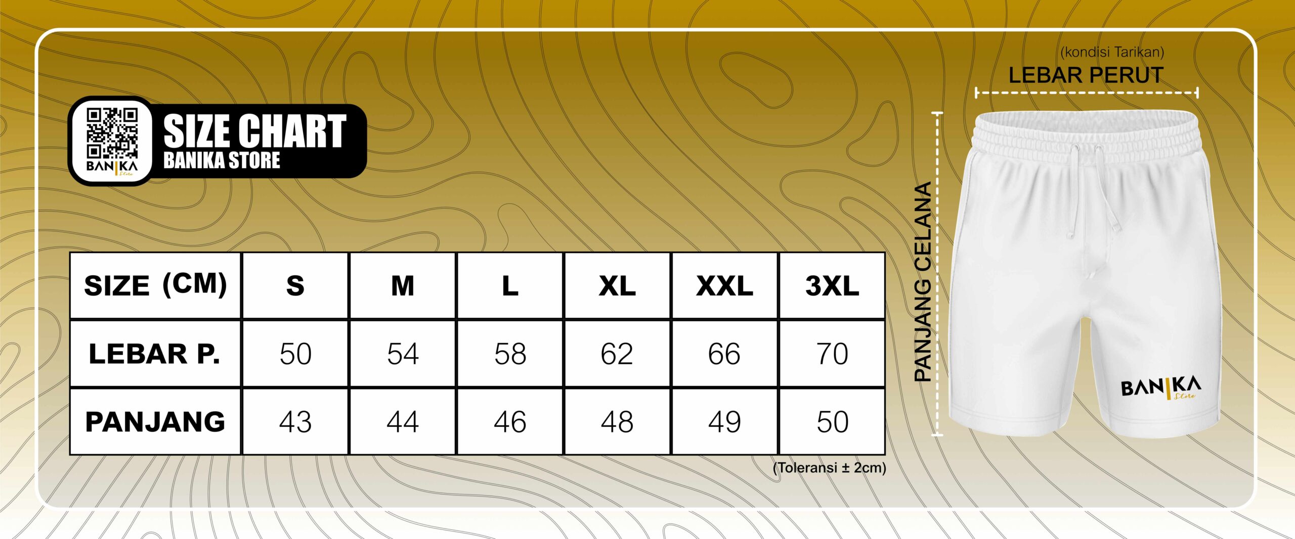 sIZE CHART CELANA BANIKA