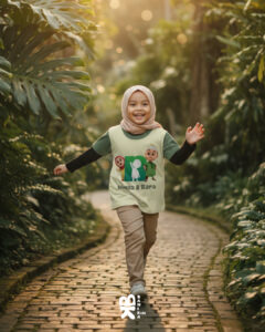 Desain Hijau Krem yang ceria. Anak terlihat modis dan islami setiap saat.Bahan kaos super lembut (11)