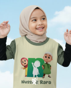 Desain Hijau Krem yang ceria. Anak terlihat modis dan islami setiap saat.Bahan kaos super lembut (8) - Copy